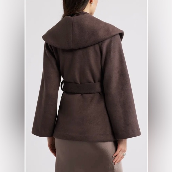 NWOT  Rachel Zoe Brown Hooded Wrap Coat - Picture 14 of 16